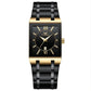Waterproof Square Men Watch with Calendar - 50m - Full Gold