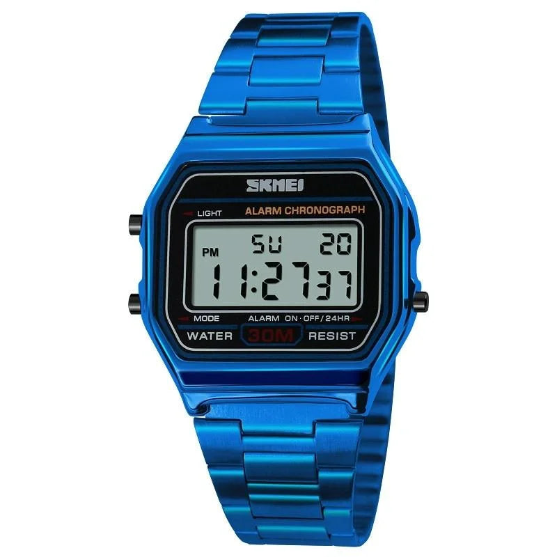 Waterproof Steel Band Men Electronic Watch - Lightweight