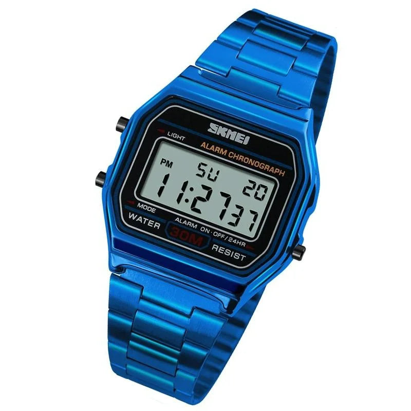 Waterproof Steel Band Men Electronic Watch - Lightweight