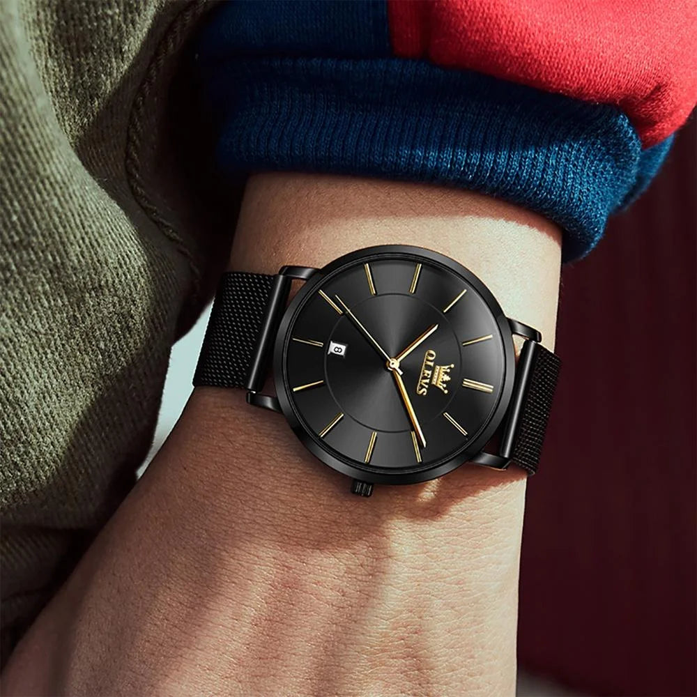 Waterproof Steel Strap Men Quartz Watch - Business Style