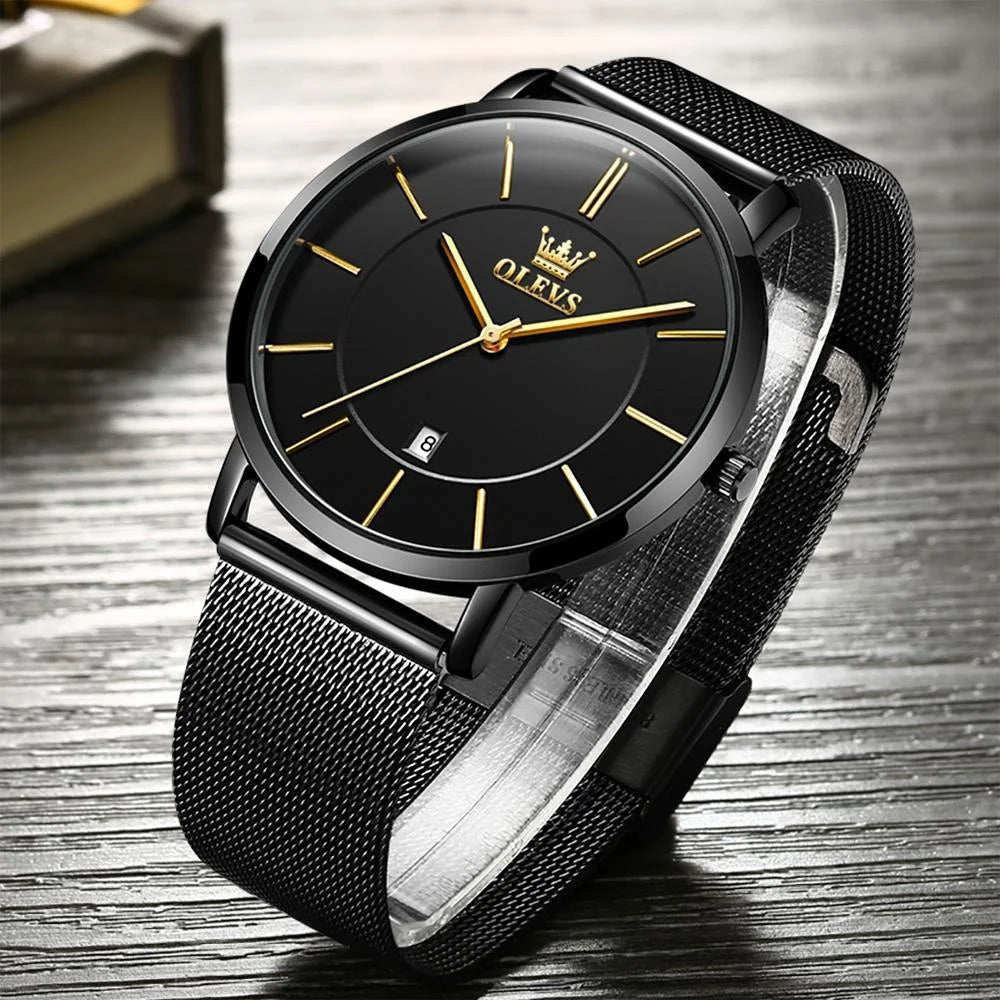 Waterproof Steel Strap Men Quartz Watch - Business Style