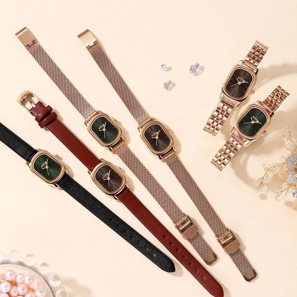 Waterproof Women Quartz Watch with Mini Dial and Steel Band