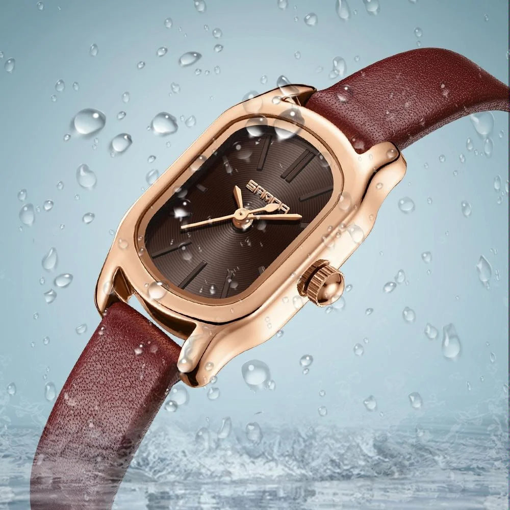 Waterproof Women Quartz Watch with Mini Dial and Steel Band