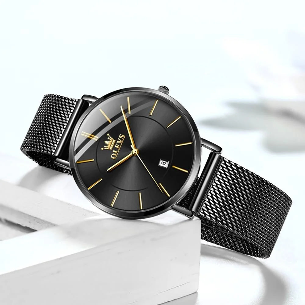 Waterproof Women Quartz Watch with Steel Strap - Blue