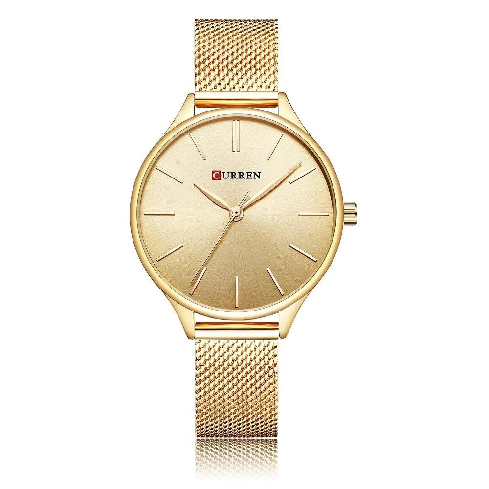 Waterproof Women Quartz Watch with Steel Strap - Casual
