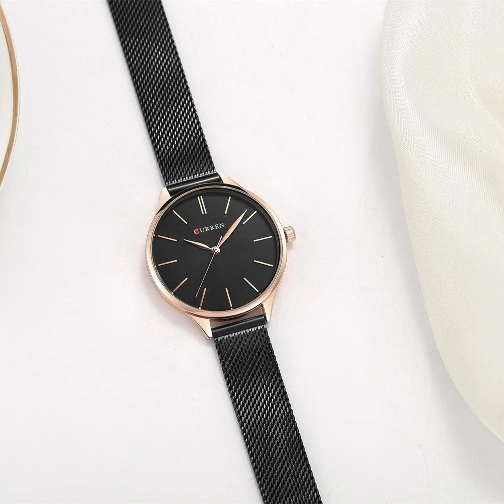 Waterproof Women Quartz Watch with Steel Strap - Casual