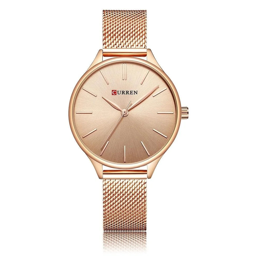 Waterproof Women Quartz Watch with Steel Strap - Casual