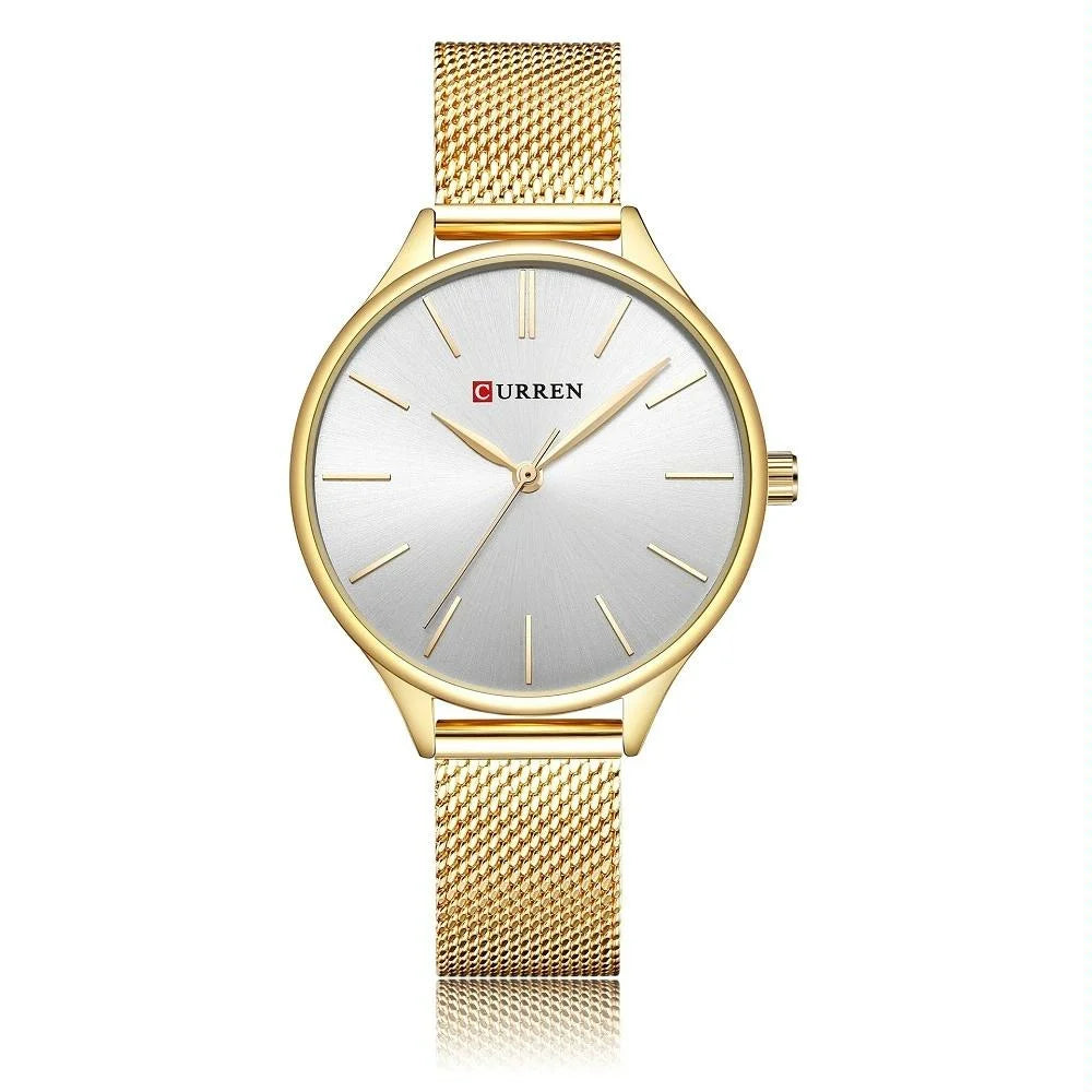 Waterproof Women Quartz Watch with Steel Strap - Casual