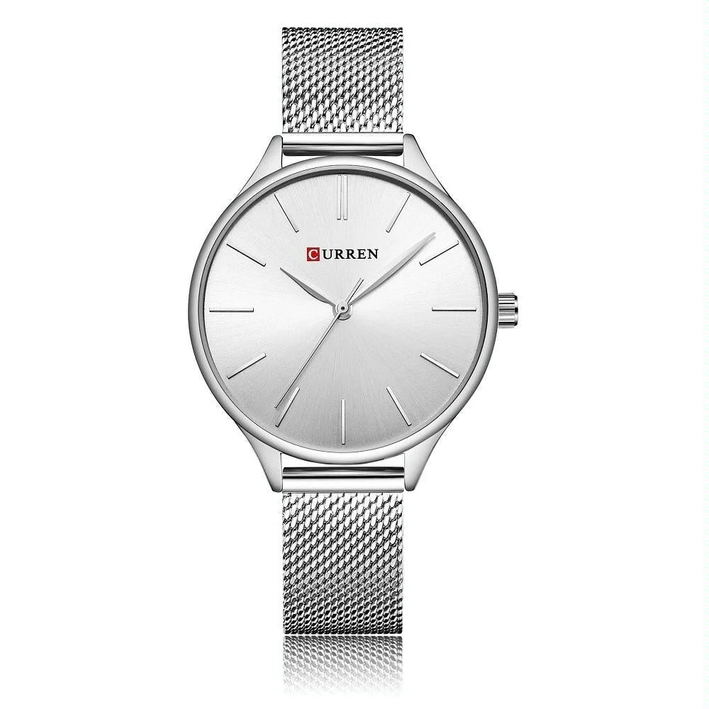 Waterproof Women Quartz Watch with Steel Strap - Casual