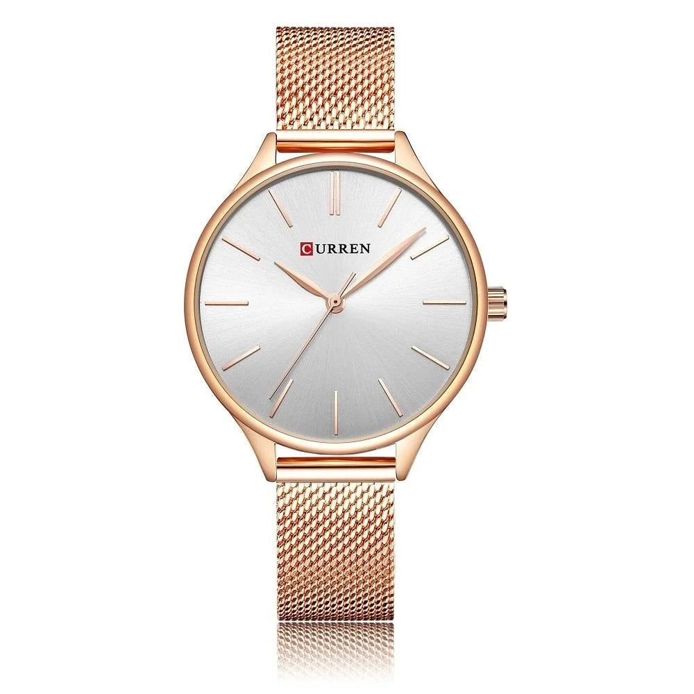 Waterproof Women Quartz Watch with Steel Strap - Casual