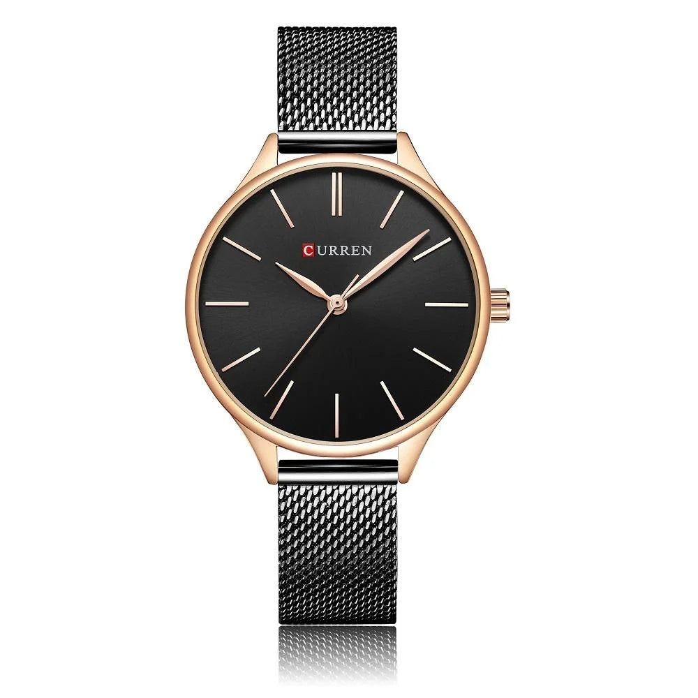 Waterproof Women Quartz Watch with Steel Strap - Casual