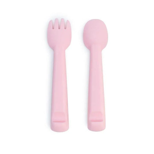 We Might Be Tiny Feedie Fork Spoon Set- Powder Pink-1973194214430871553