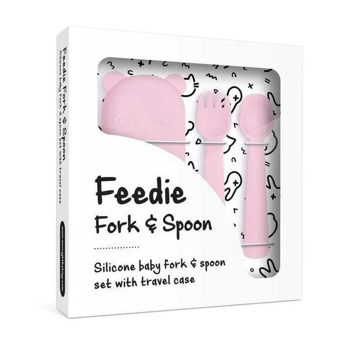 We Might Be Tiny Feedie Fork Spoon Set- Powder Pink-1973194214430871555