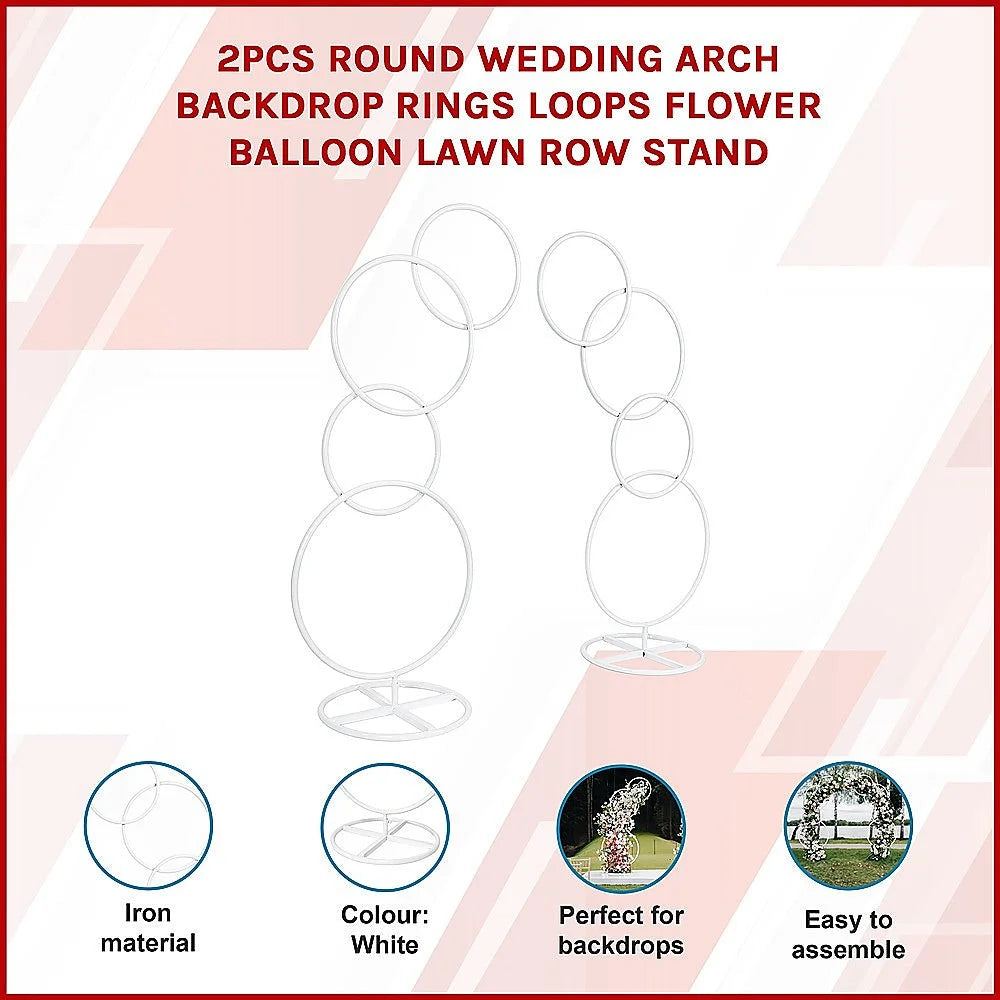 Wedding Arch 2pcs Round Backdrop Rings Loops Flower Balloon