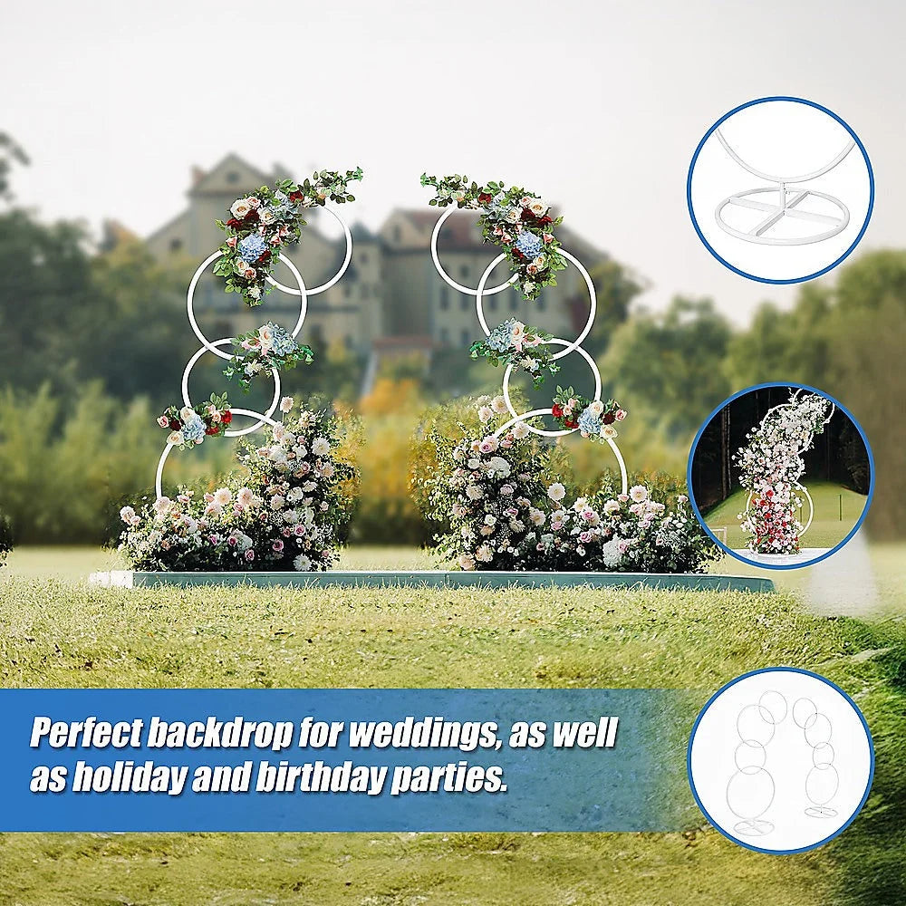 Wedding Arch 2pcs Round Backdrop Rings Loops Flower Balloon