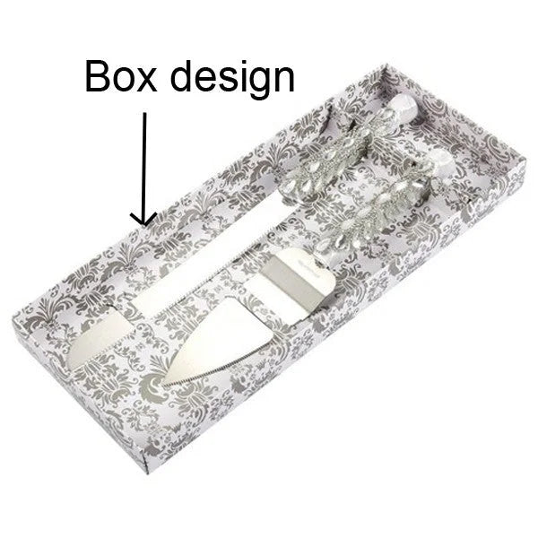 Wedding Cake Knife & Silver Blade Server Set - Anniversary
