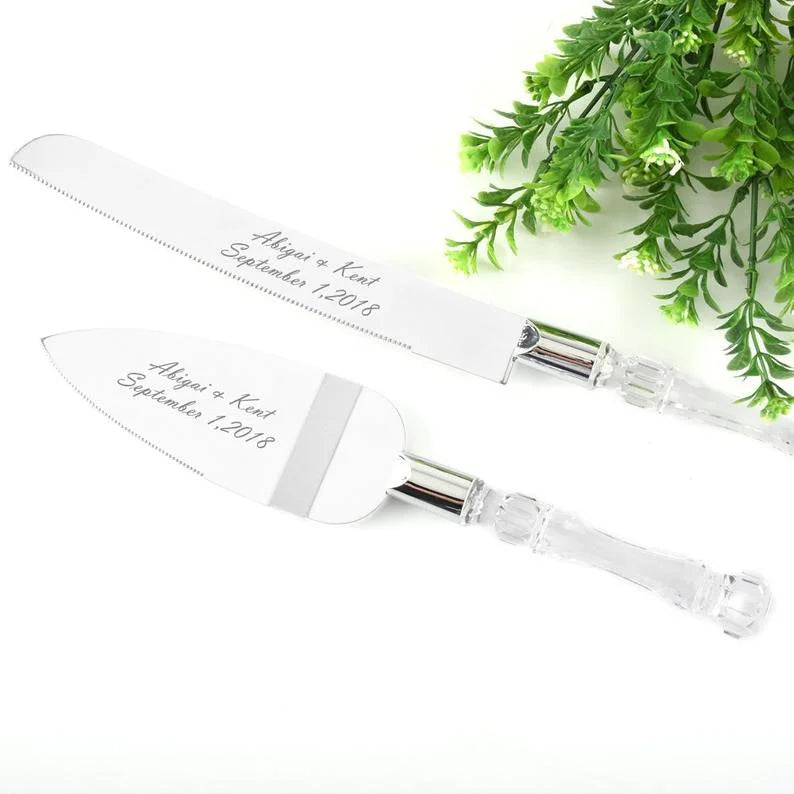 Wedding Cake Knife & Silver Blade Server Set - Anniversary