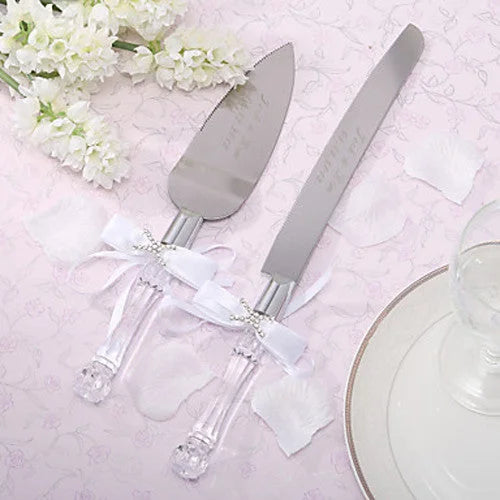 Wedding Cake Knife & Silver Blade Server Set - Anniversary
