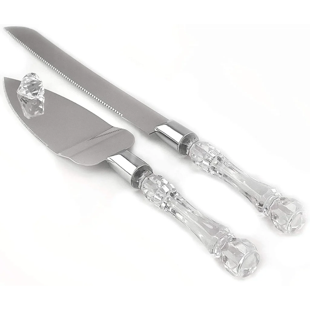 Wedding Cake Knife & Silver Blade Server Set - Anniversary