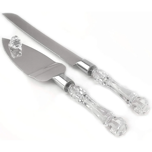 Wedding Cake Knife & Silver Blade Server Set - Anniversary