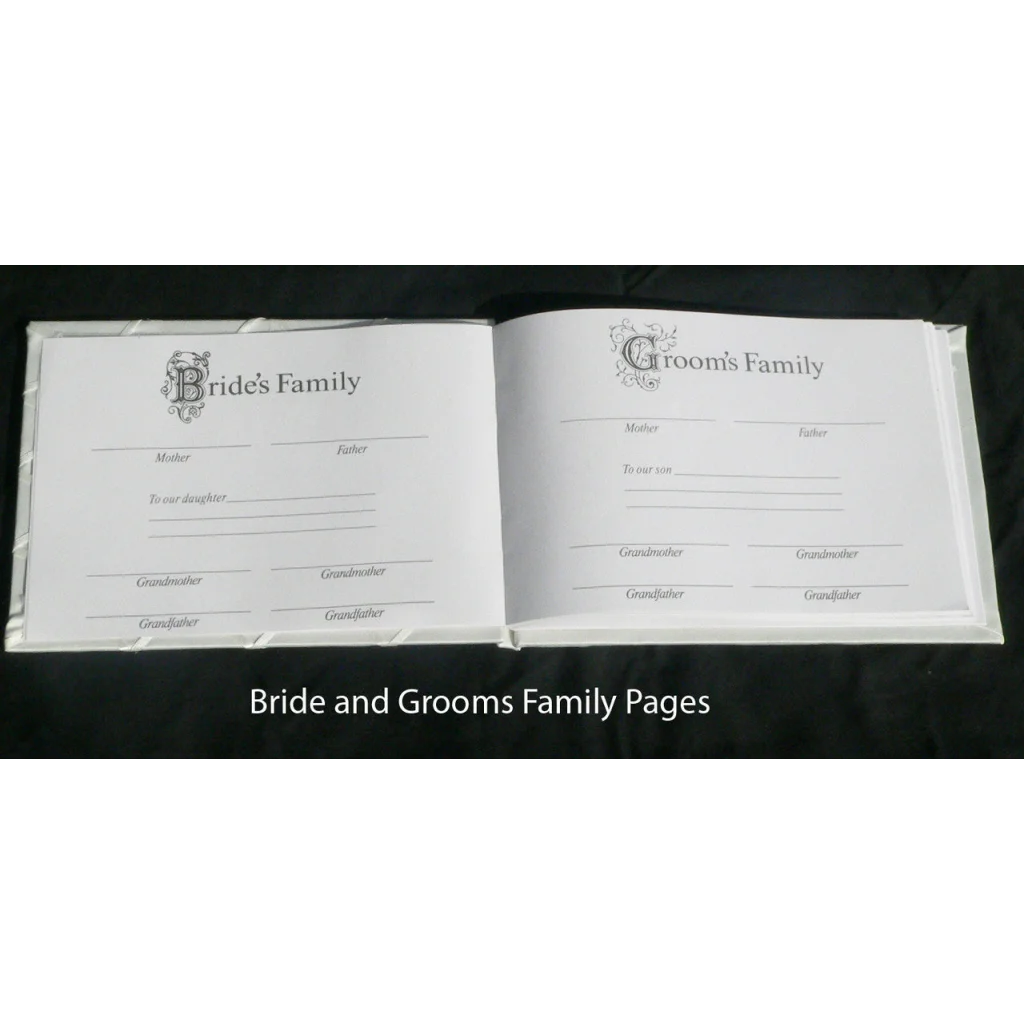 Wedding Guest Book Register White with Silver Pen & Stand