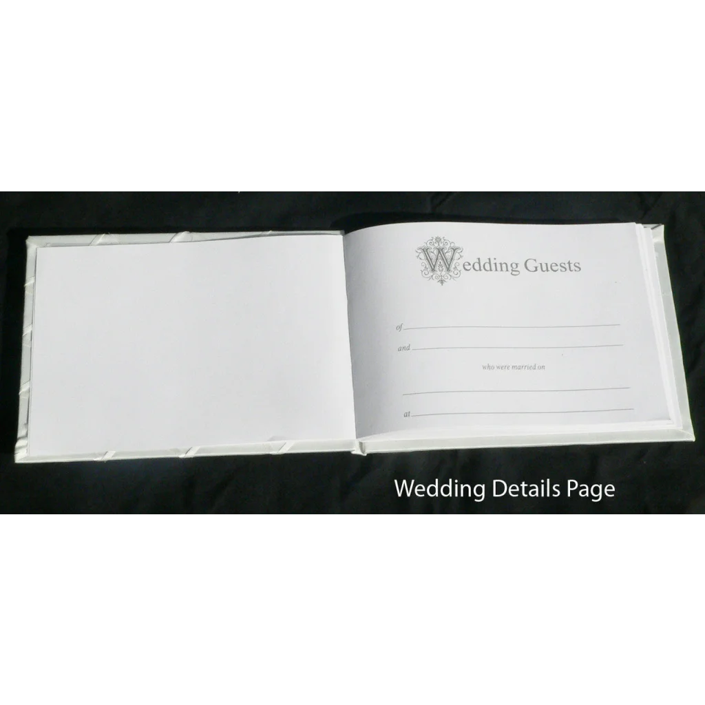 Wedding Guest Book Register White with Silver Pen & Stand
