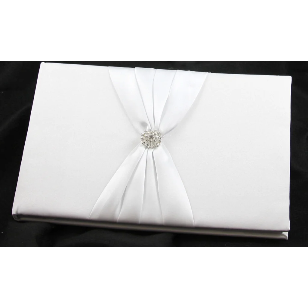 Wedding Guest Book Register White with Silver Pen & Stand