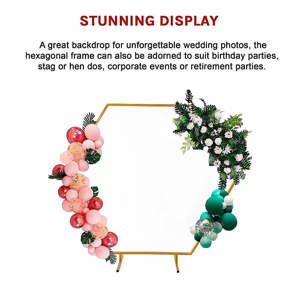 Wedding Hex Arch Backdrop 2M Flower Display Stand Frame