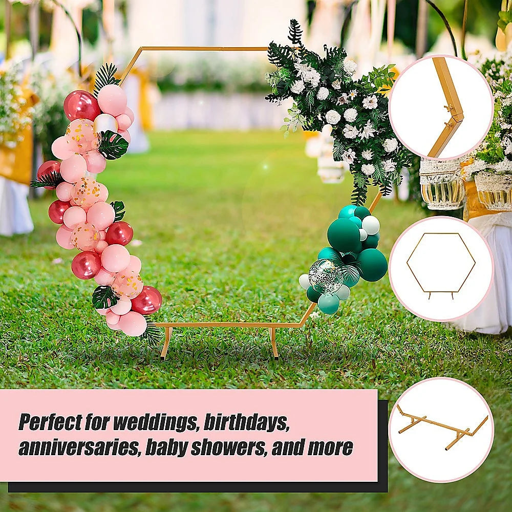 Wedding Hex Arch Backdrop 2M Flower Display Stand Frame