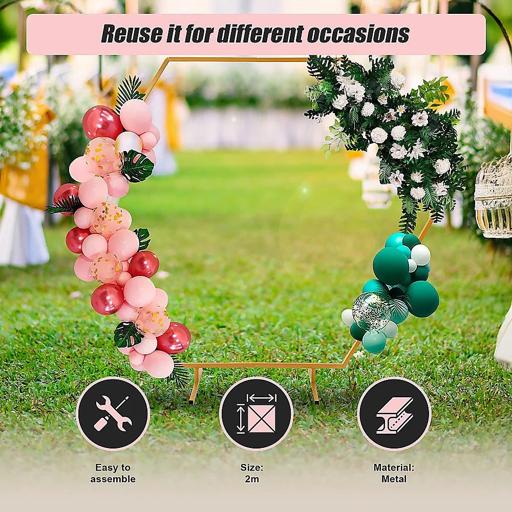 Wedding Hex Arch Backdrop 2M Flower Display Stand Frame