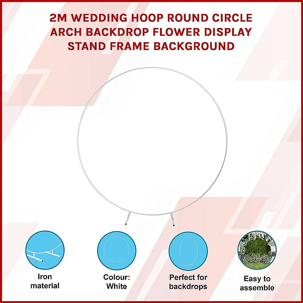 Wedding Hoop Round Circle Arch 2M Backdrop Flower Display