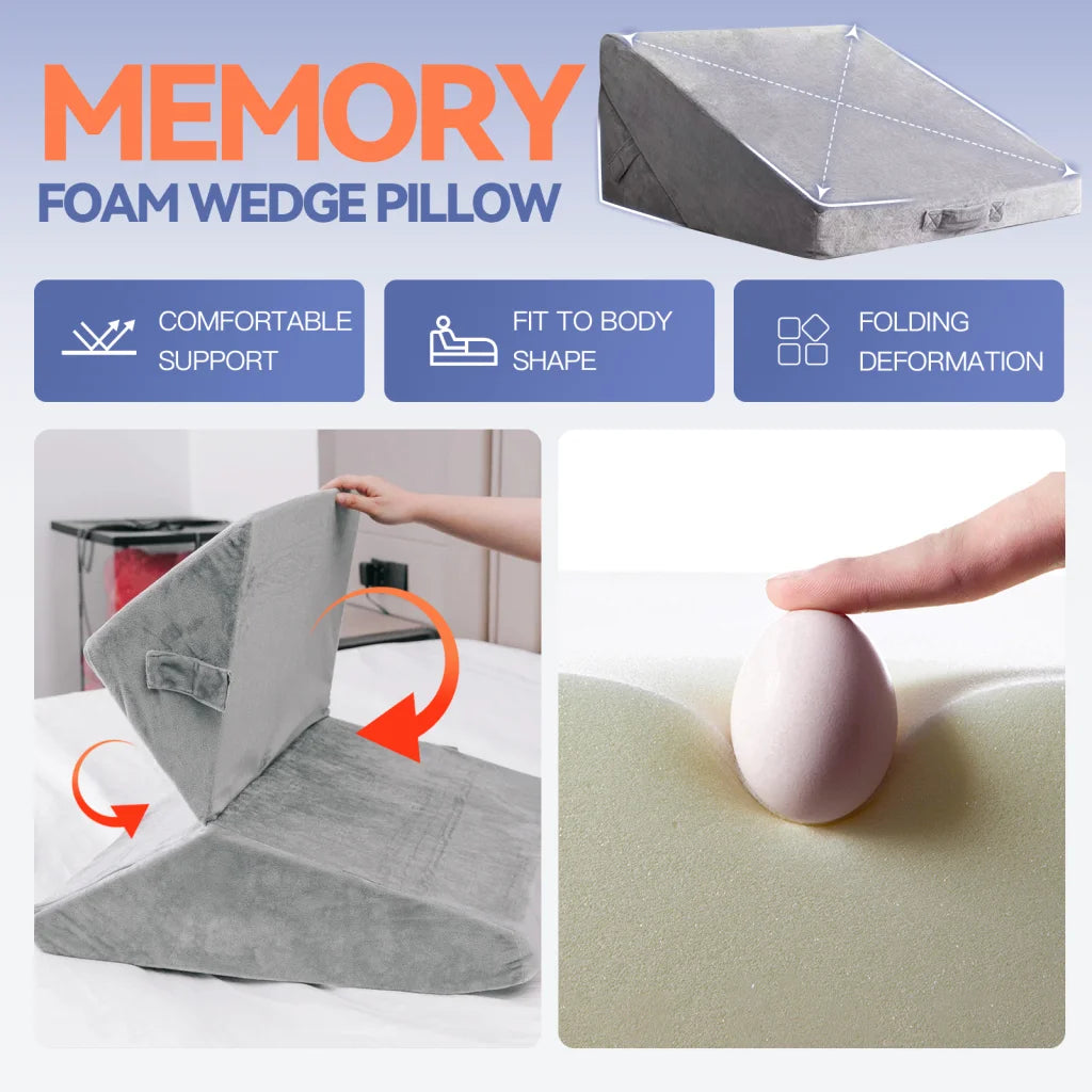 Wedge Pillow - Memory Foam Adjustable Bed Pillow - Home &
