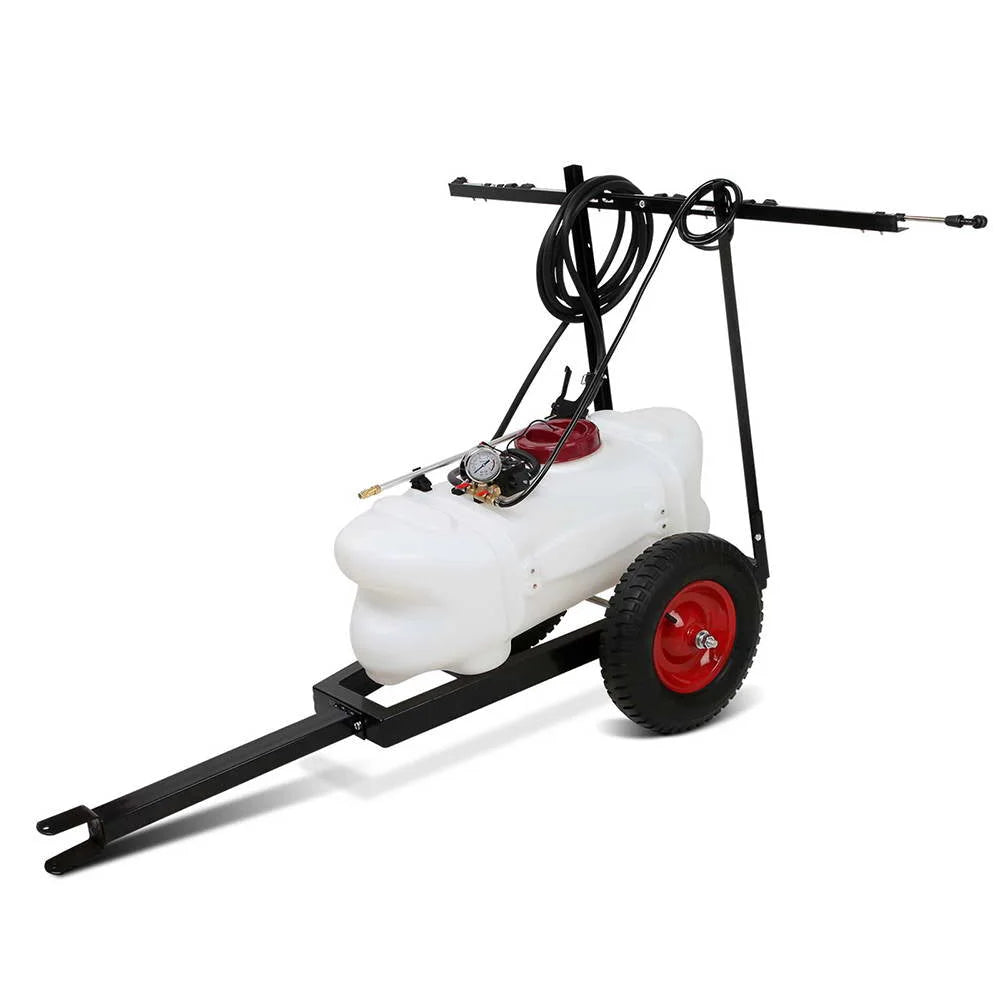 Weed sprayer atv with caster wheels and side handle rail