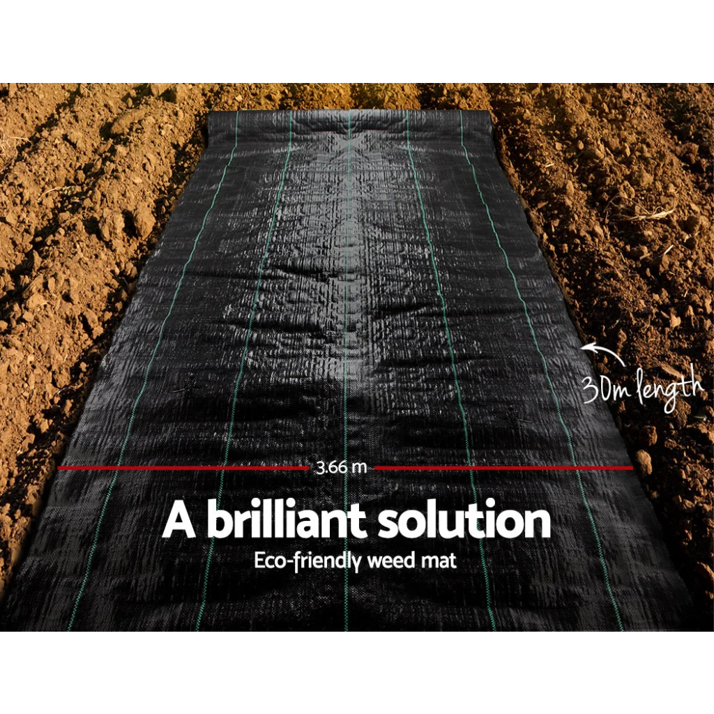 Weedmat Weed Control Mat Woven Fabric Gardening PE - 3.66M