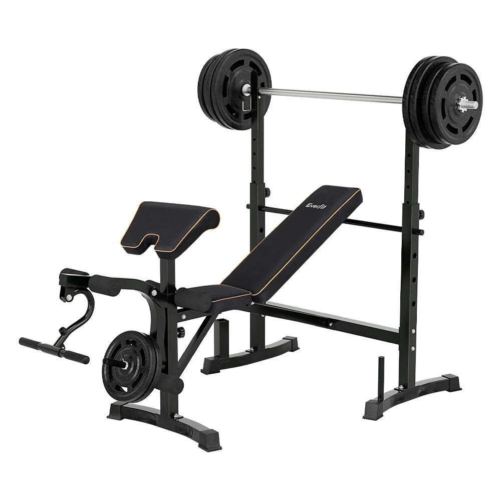 330kg weight bench press with caster wheels and side handle rail