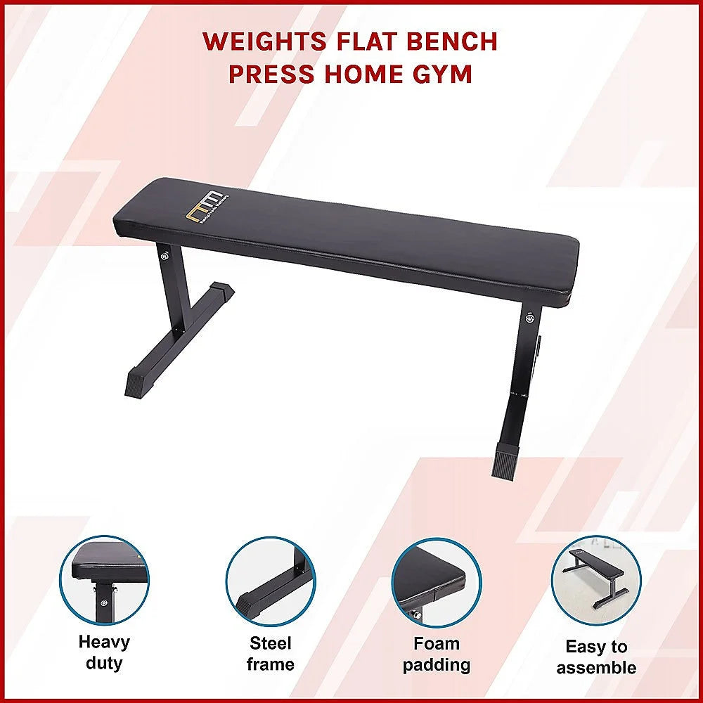 Weight Bench Flat for Home Gym Press - Fitness Accessories