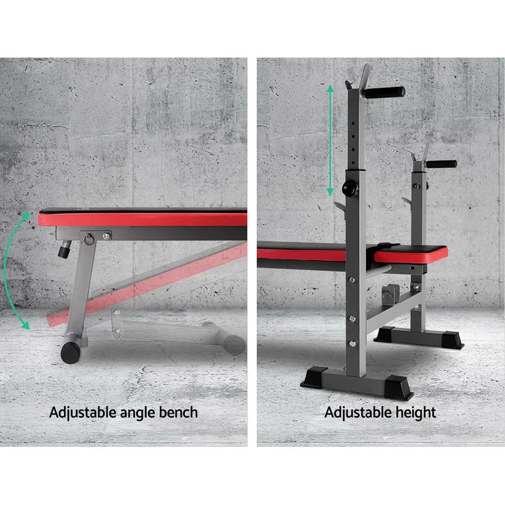 Weight Bench Multi‑Station Fitness Home Gym Red - Fitness