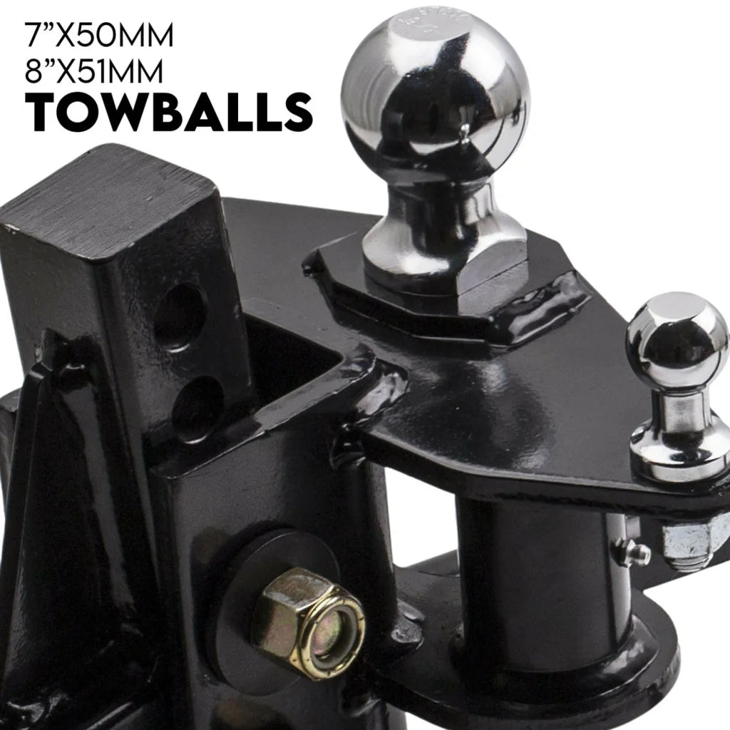 Weight distribution hitch with caster wheels and side handle rail