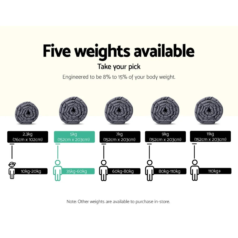 Weighted Blanket Adult 5KG Heavy Gravity Microfibre Cover