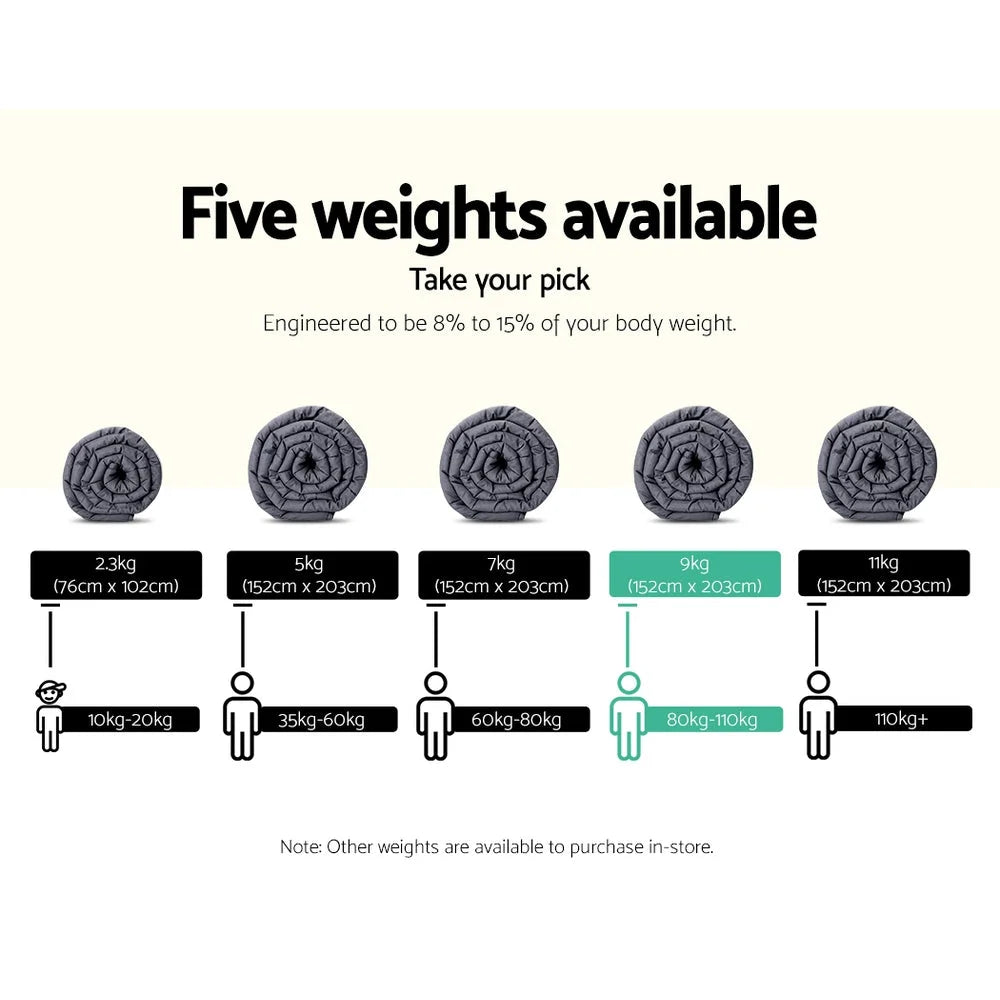 Weighted Blanket Adult 9KG Heavy Gravity Microfibre Cover