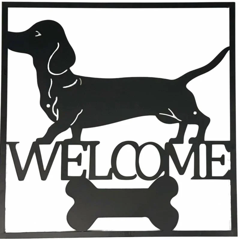 Welcome Dachshund Wall Art 40cm - Home & Garden > Wall Art