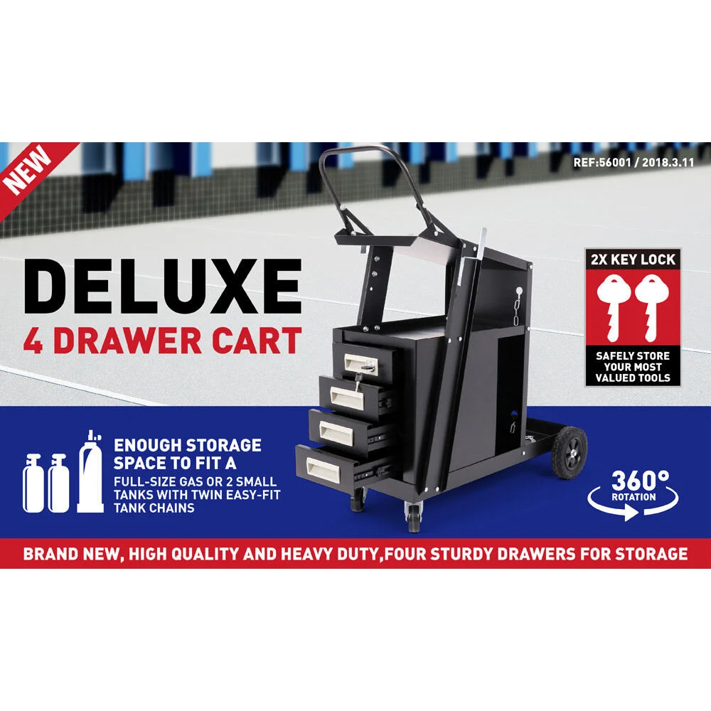 Welding Cart 4-Drawer MIG Welder Trolley Cabinet TIG ARC
