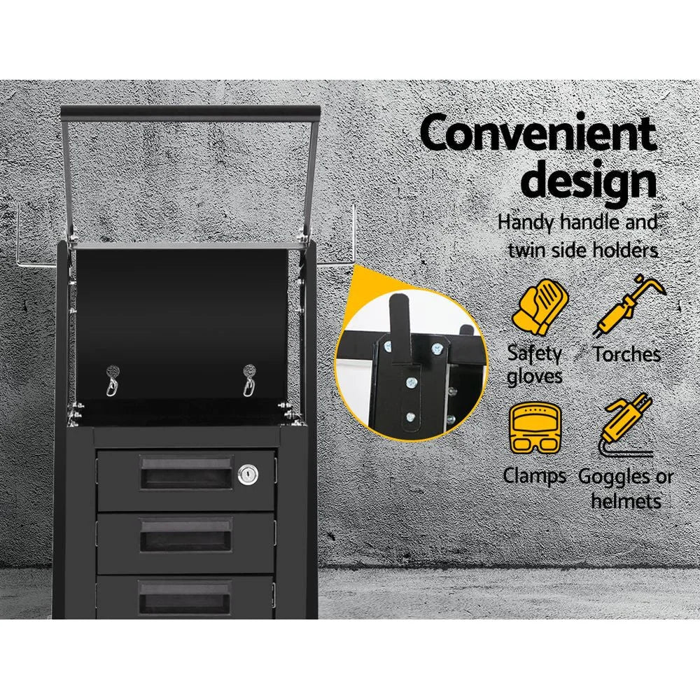 Welding Trolley 4-Drawer Black - Tools Storage