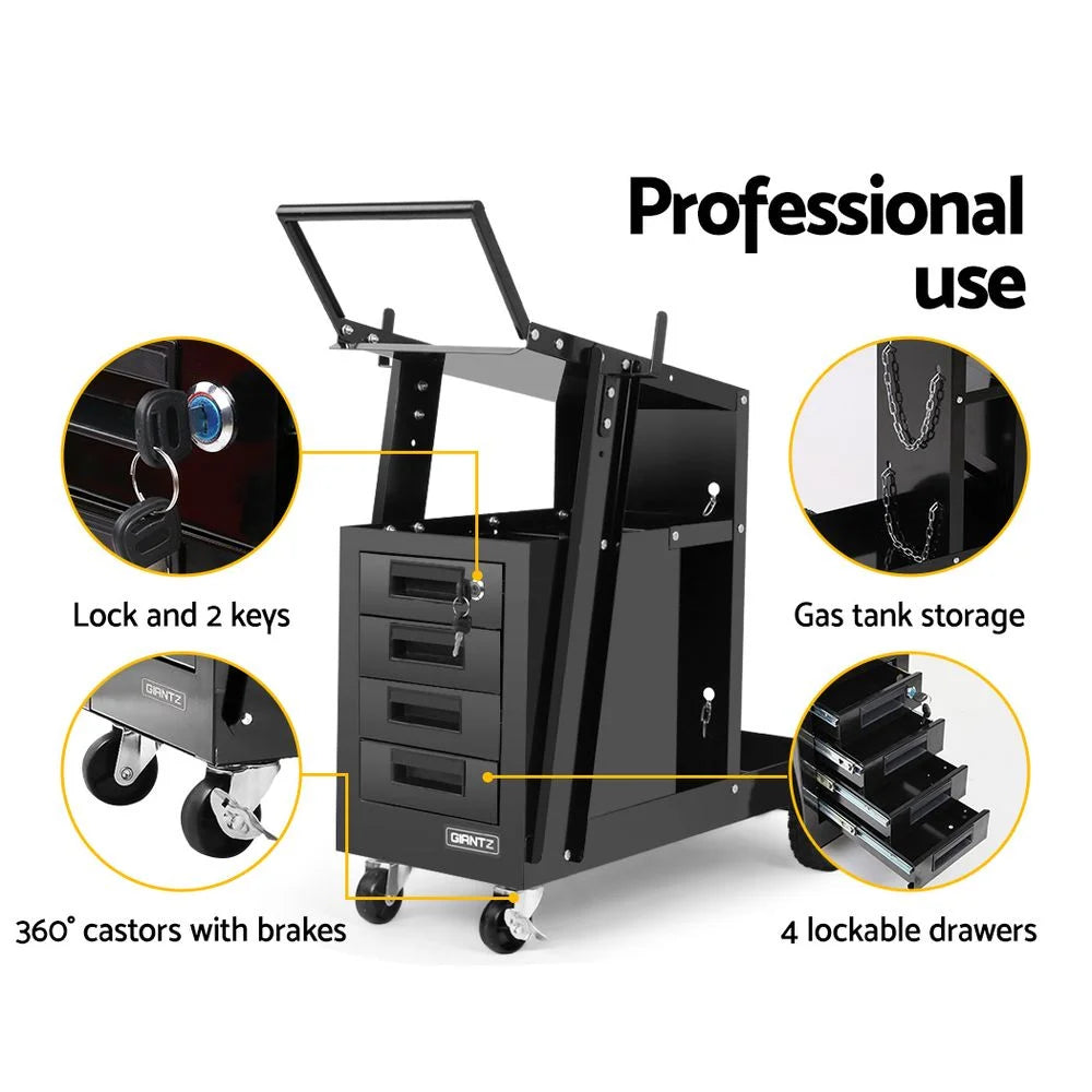 Welding Trolley 4-Drawer Black - Tools Storage