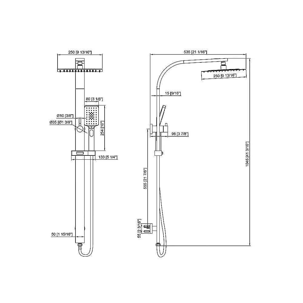 WELS 10’’ Rain Shower Head Set - Square Dual Heads