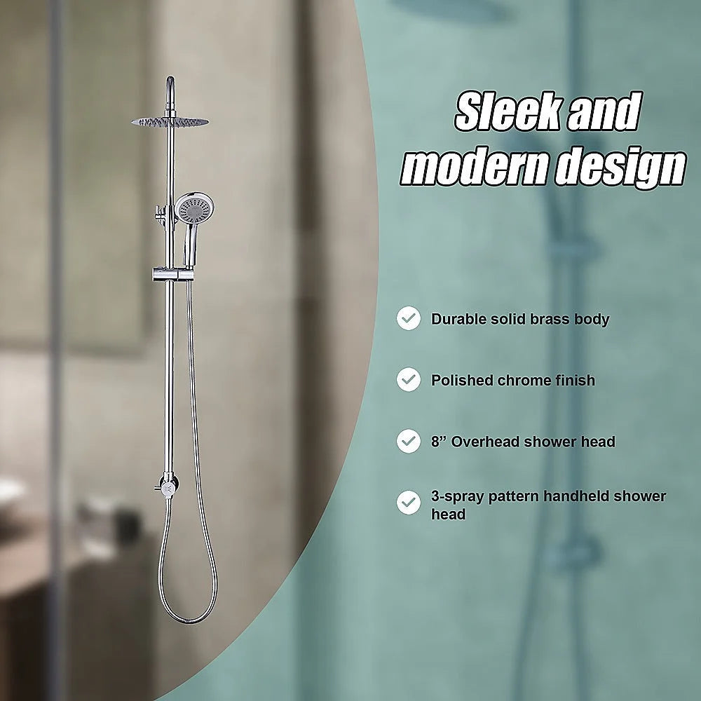 WELS 8’’ Rain Shower Head Set Rounded Dual Heads Faucet