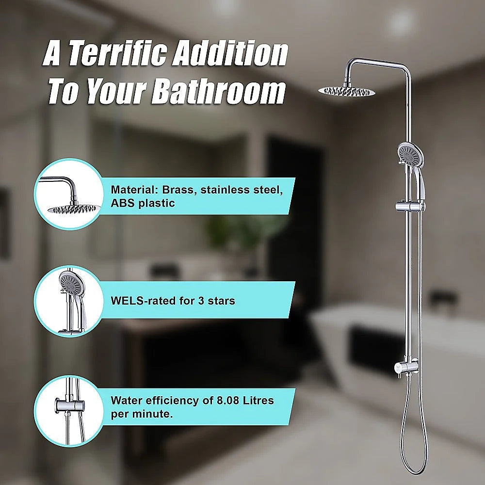 WELS 8’’ Rain Shower Head Set Rounded Dual Heads Faucet