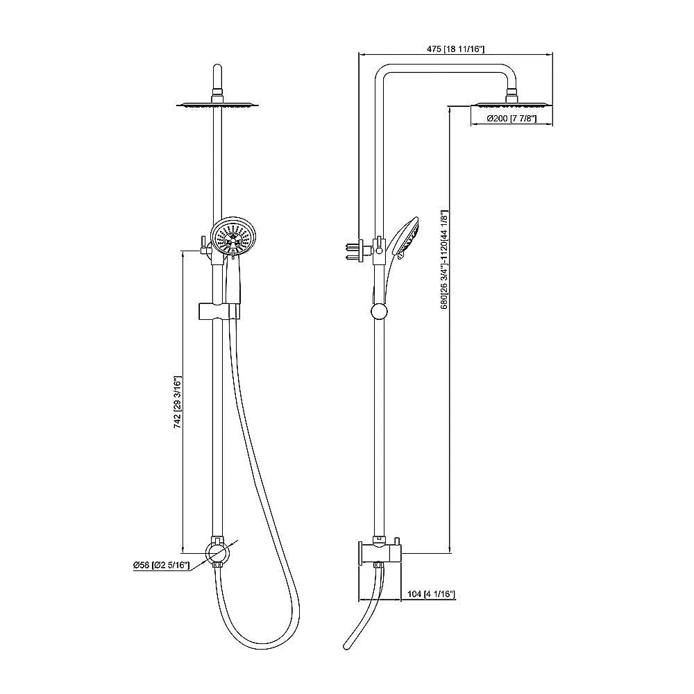 WELS 8’’ Rain Shower Head Set Rounded Dual Heads Faucet