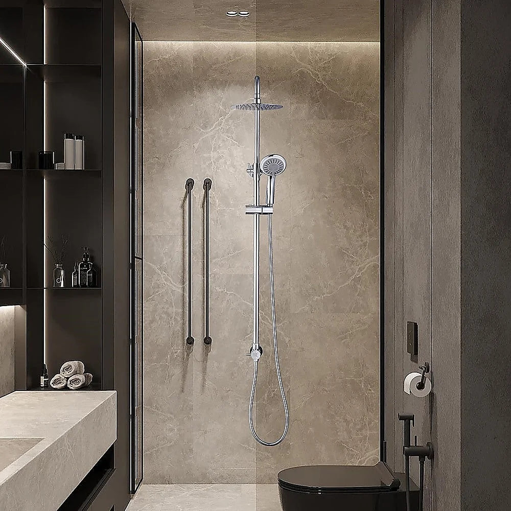 WELS 8’’ Rain Shower Head Set Rounded Dual Heads Faucet