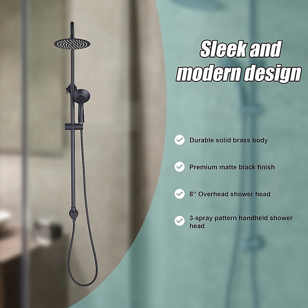 WELS 8’’ Rain Shower Head Set - Rounded Dual Heads Faucet
